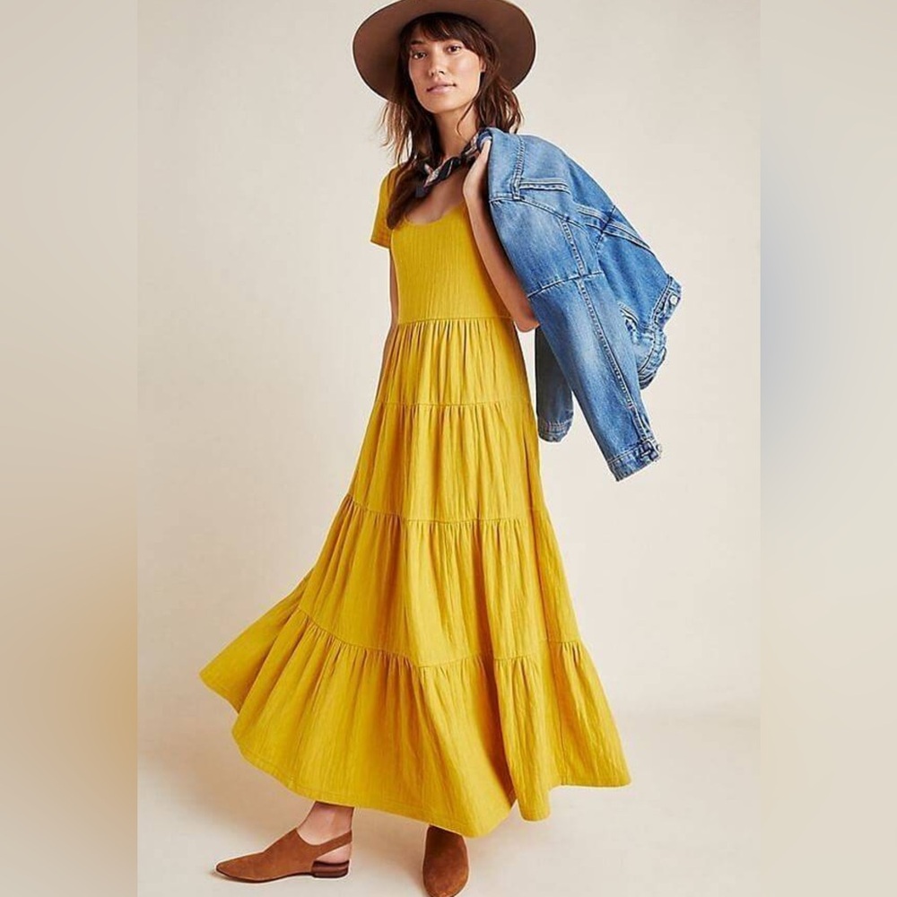 Anthropologie Maeve Sunny Yellow Maxi Dress